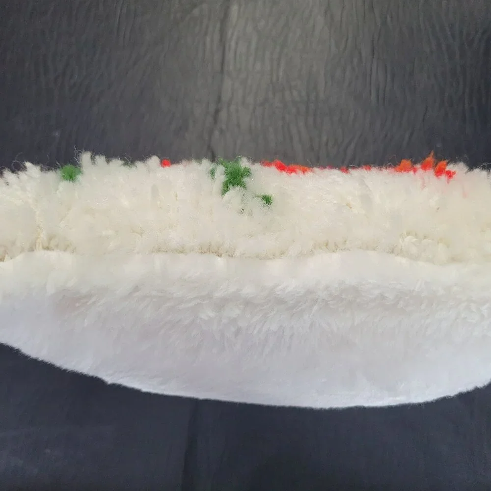 Handmade Latch Hook Throw Pillow White Red‎ Green Poinsettia Christmas 12x12